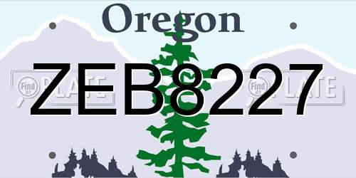 ZEB8227 Oregon License Plate