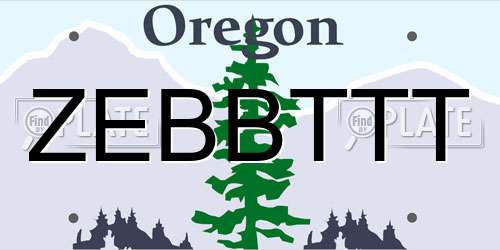 ZEBBTTT Oregon License Plate