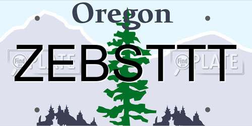 ZEBSTTT Oregon License Plate