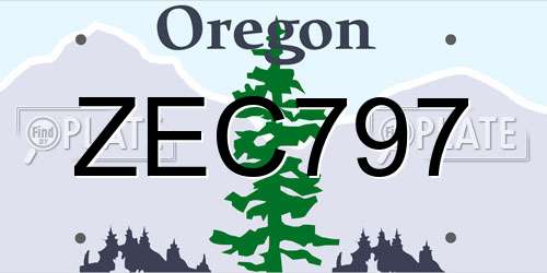 ZEC797 Oregon License Plate