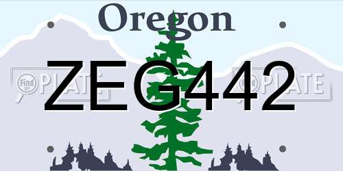 ZEG442 Oregon License Plate