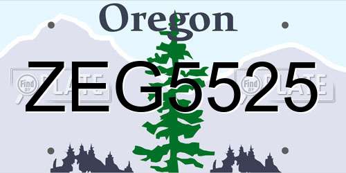 ZEG5525 Oregon License Plate