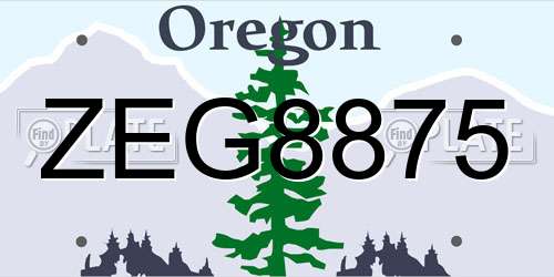 ZEG8875 Oregon License Plate