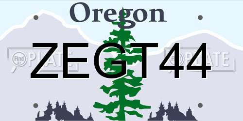 ZEGT44 Oregon License Plate
