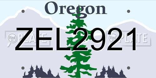 ZEL2921 Oregon License Plate