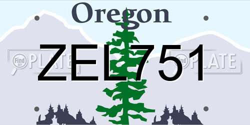ZEL751 Oregon License Plate