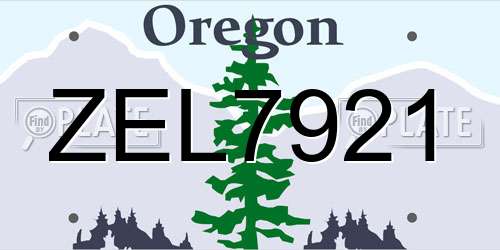 ZEL7921 Oregon License Plate