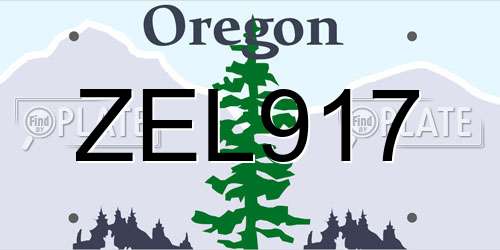 ZEL917 Oregon License Plate