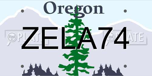 ZELA74 Oregon License Plate