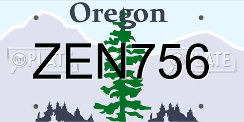 ZEN756 Oregon License Plate