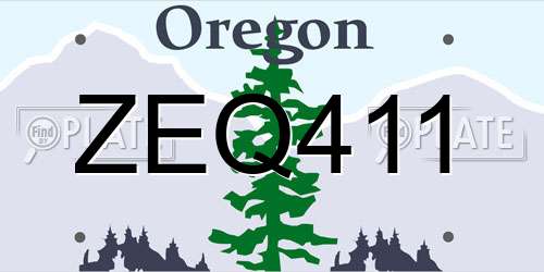 ZEQ411 Oregon License Plate