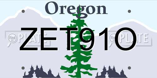 ZET91O Oregon License Plate