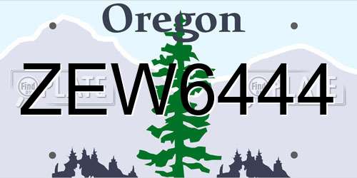 ZEW6444 Oregon License Plate