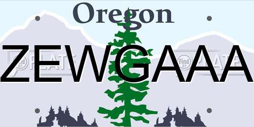 ZEWGAAA Oregon License Plate