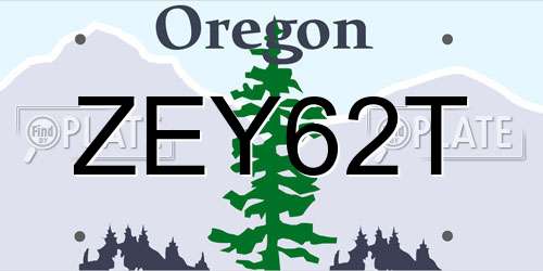 ZEY62T Oregon License Plate