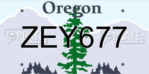 ZEY677 Oregon License Plate