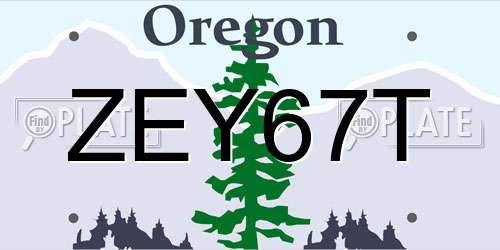 ZEY67T Oregon License Plate