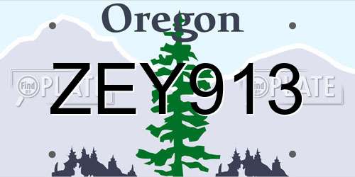 ZEY913 Oregon License Plate