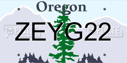 ZEYG22 Oregon License Plate