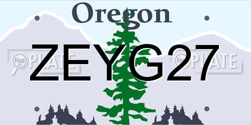 ZEYG27 Oregon License Plate
