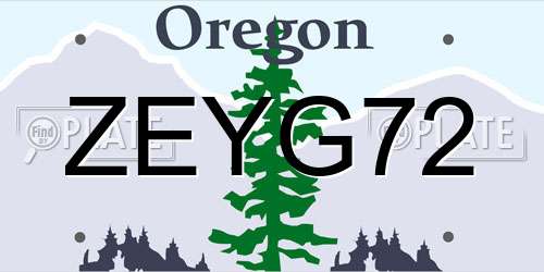 ZEYG72 Oregon License Plate
