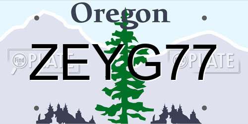 ZEYG77 Oregon License Plate