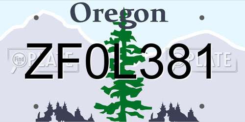 ZF0L381 Oregon License Plate