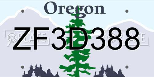 ZF3D388 Oregon License Plate