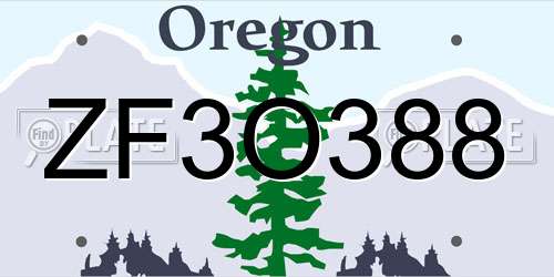 ZF3O388 Oregon License Plate