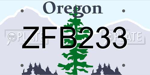 ZFB233 Oregon License Plate