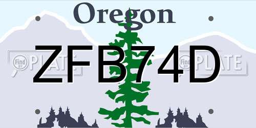 ZFB74D Oregon License Plate