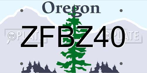 ZFBZ40 Oregon License Plate