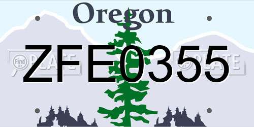 ZFE0355 Oregon License Plate