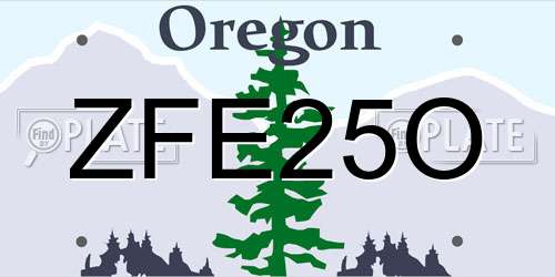 ZFE25O Oregon License Plate