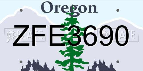 ZFE3690 Oregon License Plate