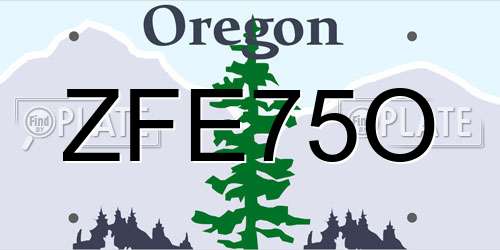 ZFE75O Oregon License Plate