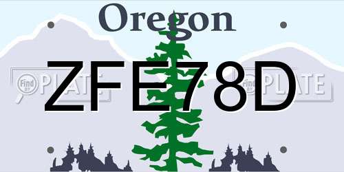 ZFE78D Oregon License Plate