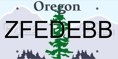 ZFEDEBB Oregon License Plate