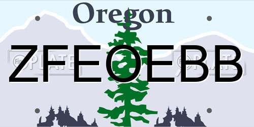 ZFEOEBB Oregon License Plate