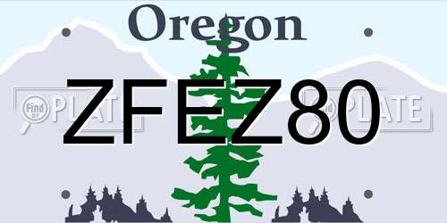 ZFEZ80 Oregon License Plate