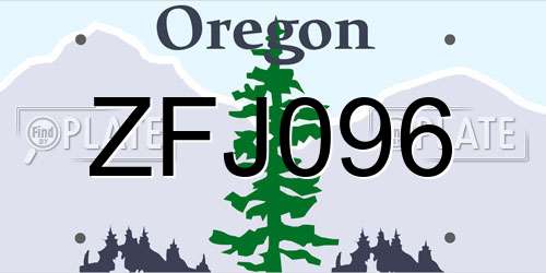 ZFJ096 Oregon License Plate