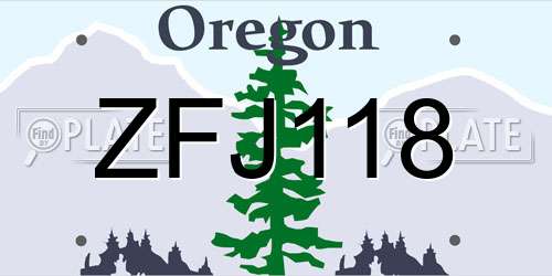 ZFJ118 Oregon License Plate