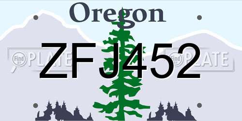 ZFJ452 Oregon License Plate