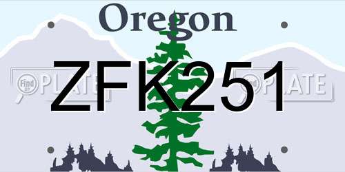ZFK251 Oregon License Plate