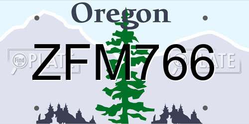 ZFM766 Oregon License Plate