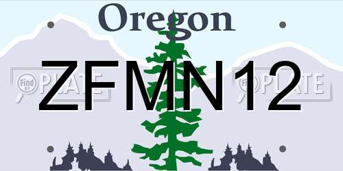 ZFMN12 Oregon License Plate