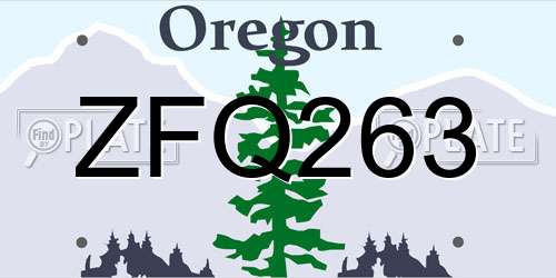 ZFQ263 Oregon License Plate