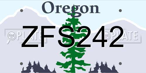 ZFS242 Oregon License Plate