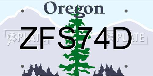 ZFS74D Oregon License Plate