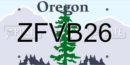 ZFVB26 Oregon License Plate